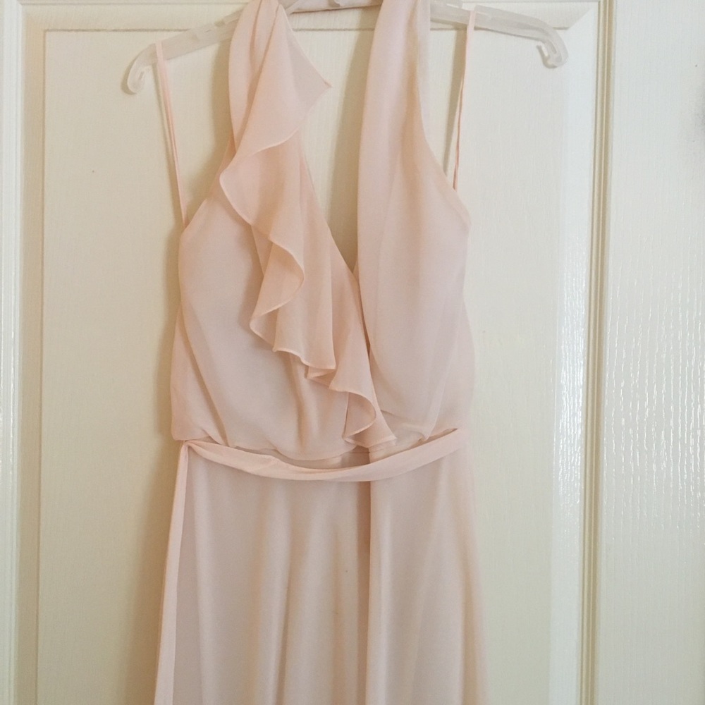 Amsale Nouvelle blush-colored bridesmaid dress